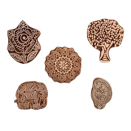 Set of 5 Piece New Mix Wooden Printing Block